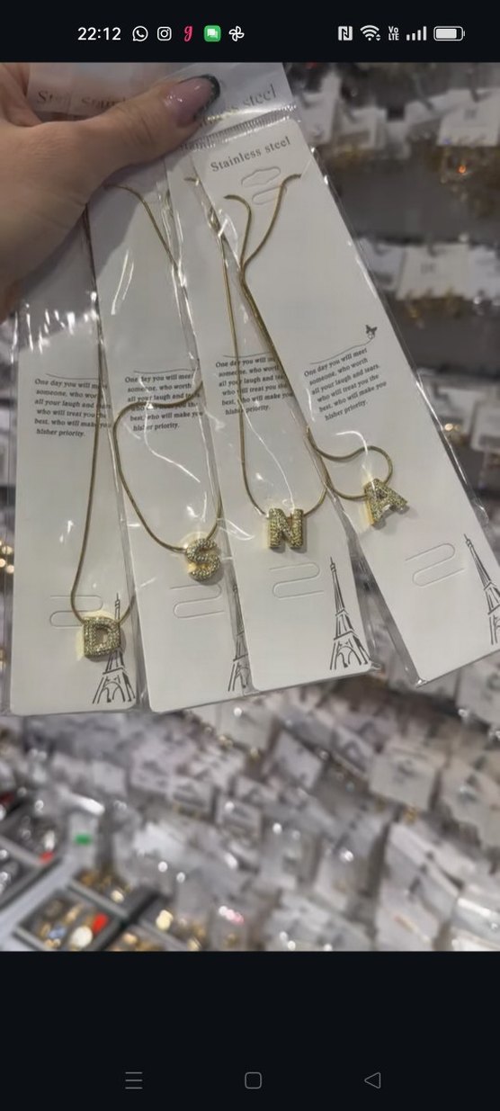 Harf kolye çelik zincir zirkon taşlı - Görsel 4