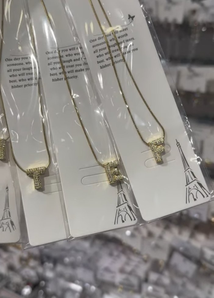 Harf kolye çelik zincir zirkon taşlı - Görsel 2