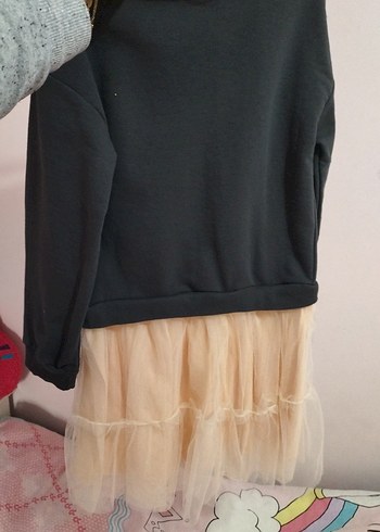 Uzun Kollu Kat Katlı Kız Elbise tütülü - Görsel 8