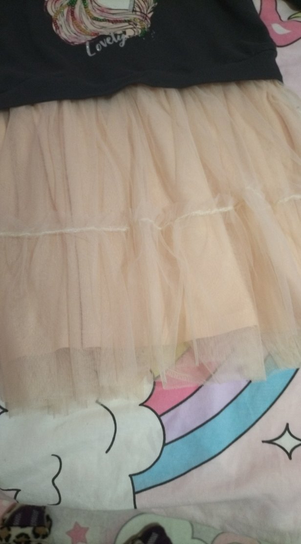 Uzun Kollu Kat Katlı Kız Elbise tütülü - Görsel 5