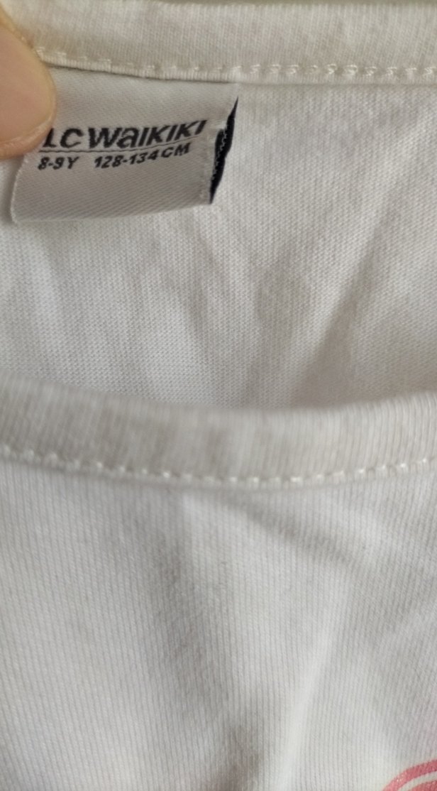 Beyaz Uzun Kollu Kız Tişörtü Kalp Baskılı - Görsel 3