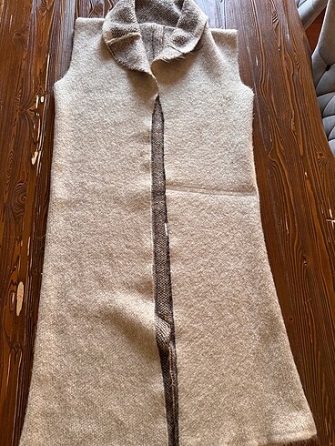 Triko kalın uzun yelek - Görsel 2