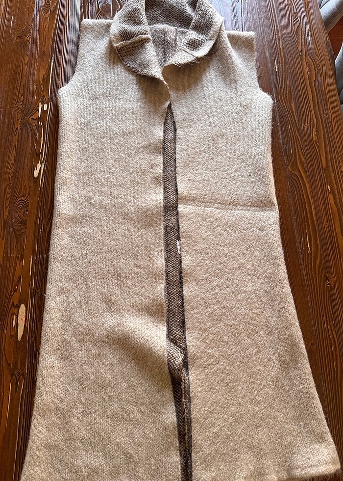 Triko kalın uzun yelek - Görsel 2