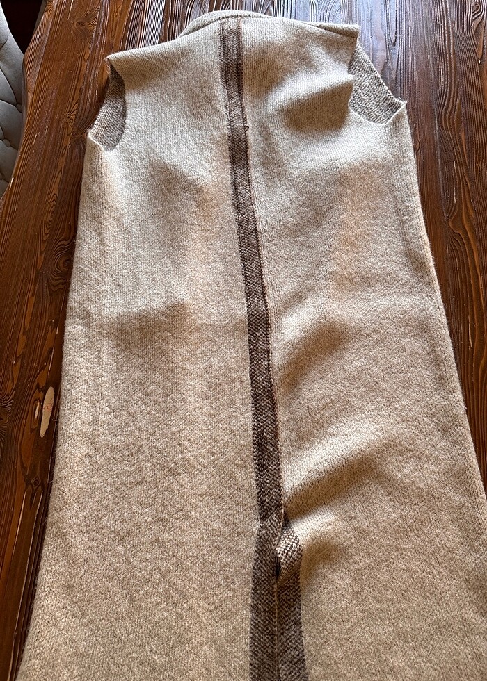 Triko kalın uzun yelek - Görsel 4