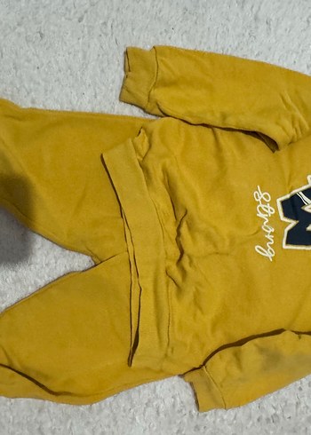Sarı Erkek Bebek Örme Sweatshirt ve Pantolon Takımı