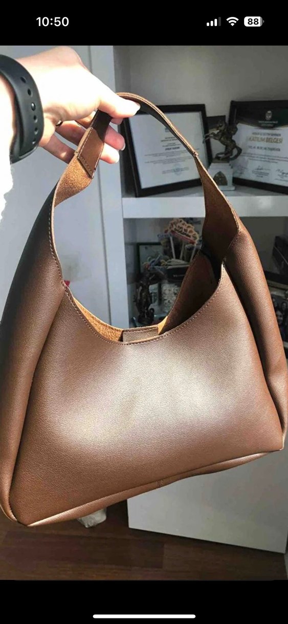 Kahverengi Deri Minimalist Kadın Çanta - Görsel 2