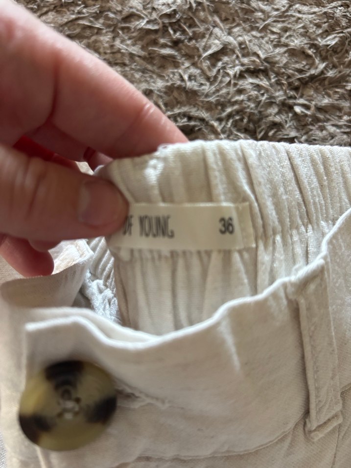 Beyaz Rahat Kesim Keten Kadın Pantolon - Görsel 4