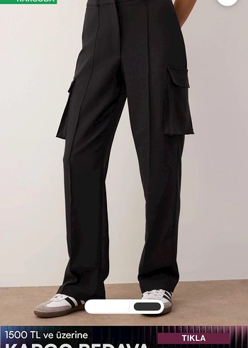 Siyah Kargo Kadın Bol Kesim Pantolon - Görsel 2