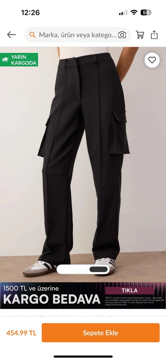 Siyah Kargo Kadın Bol Kesim Pantolon - Görsel 2