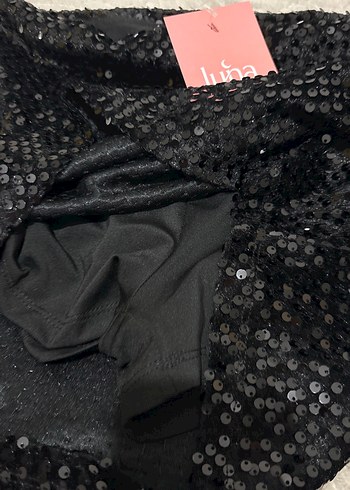 Parlak Siyah Mini Etek - Görsel 3