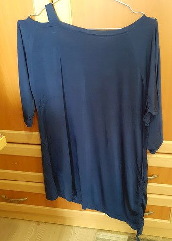 xl Beden lacivert Renk Lacivert Saten Kumaşlı Tunik