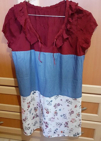 Volanlı, V Yakalı Bohem Tunik
