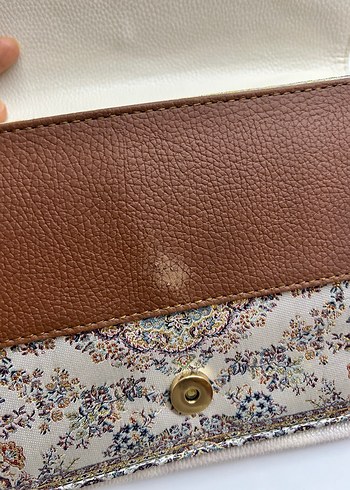 Diğer Zincir Detaylı Bej Etnik Desenli Kadın Çanta