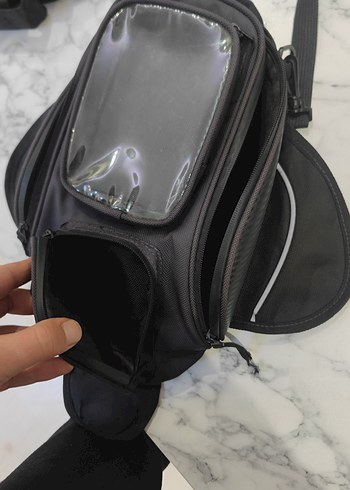 Erkek Siyah Fermuarlı Mıknatıslı Biker Depo Ustü Çantası - Görsel 3