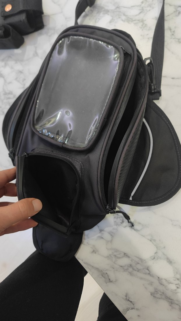 Erkek Siyah Fermuarlı Mıknatıslı Biker Depo Ustü Çantası - Görsel 3