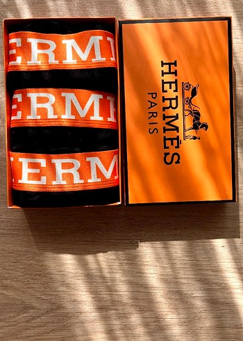 Hermes Paris Baskılı Turuncu Erkek 3'lü Boxer seti