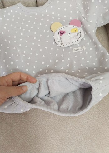 Gri Puantiyeli Nakışlı Çocuk Sweatshirt - Görsel 6