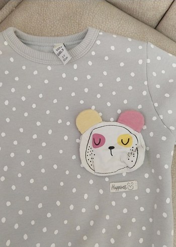 Gri Puantiyeli Nakışlı Çocuk Sweatshirt - Görsel 2