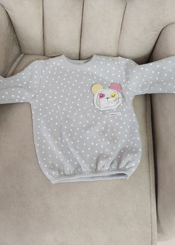 Gri Puantiyeli Nakışlı Çocuk Sweatshirt - Görsel 8