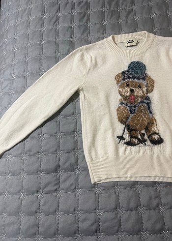 Nakışlı Beyaz Triko Kadın Kazak - Görsel 3