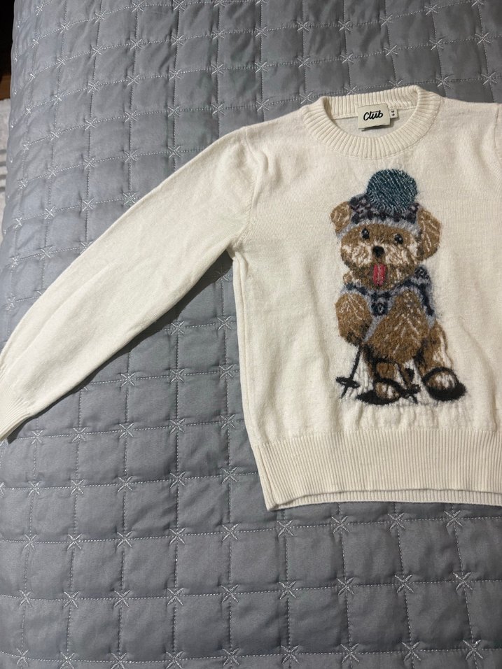 Nakışlı Beyaz Triko Kadın Kazak - Görsel 3