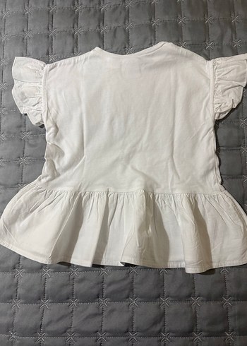 Kız Çocuk Beyaz Keten Fırfırlı Bluz - Görsel 4