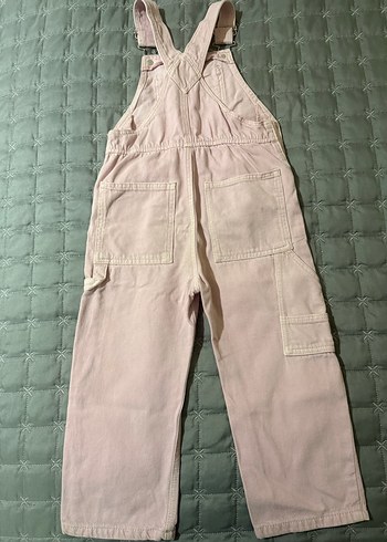 Kız Çocuk Pembe Bağcıklı Denim Tulum - Görsel 3