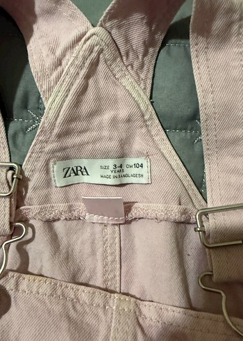 Kız Çocuk Pembe Bağcıklı Denim Tulum - Görsel 5