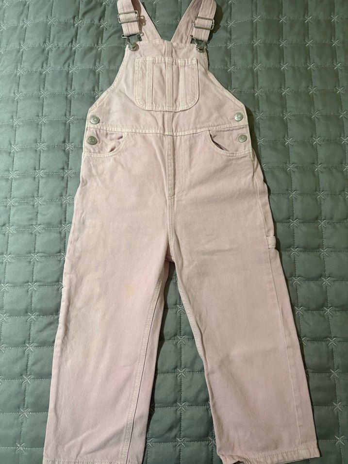 Kız Çocuk Pembe Bağcıklı Denim Tulum - Görsel 2