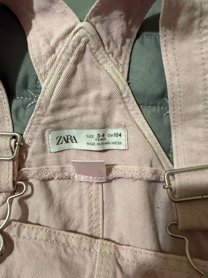 Kız Çocuk Pembe Bağcıklı Denim Tulum - Görsel 5