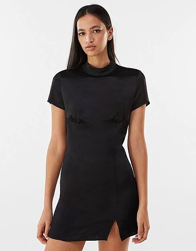 Bershka Siyah Saten Elbise