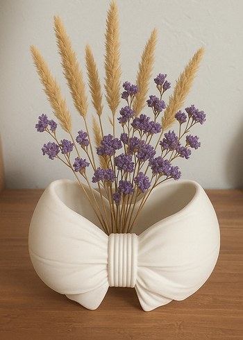 Fiyonk Tasarım Dekor Saksı  Mat Beyaz Alçı, El Yapımı - Görsel 2