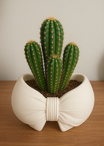 Fiyonk Tasarım Dekor Saksı  Mat Beyaz Alçı, El Yapımı - Görsel 6