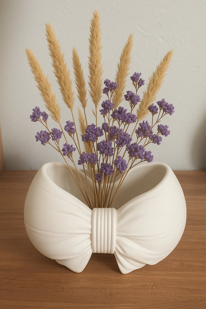 Fiyonk Tasarım Dekor Saksı  Mat Beyaz Alçı, El Yapımı - Görsel 2