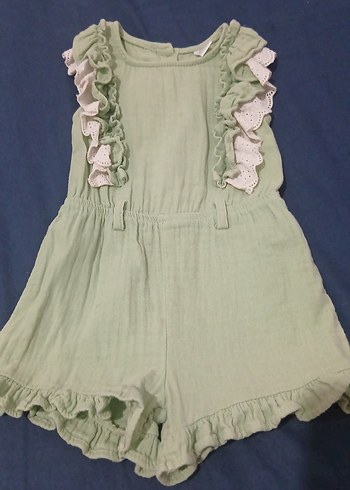 Kız Çocuk Fırfırlı Keten Tulum - Görsel 2