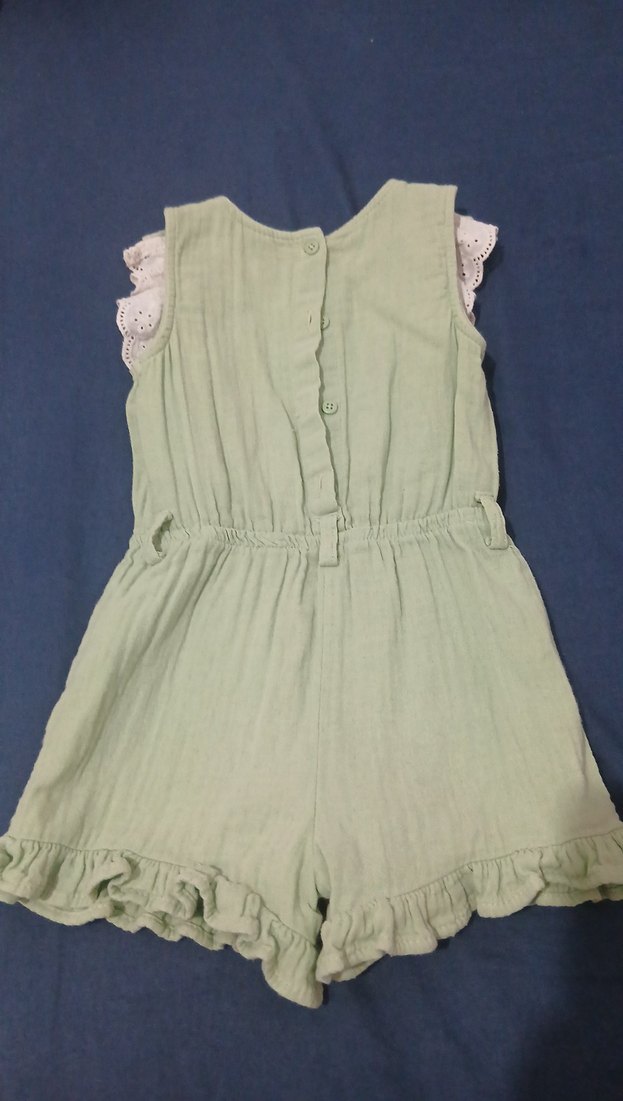 Kız Çocuk Fırfırlı Keten Tulum - Görsel 3