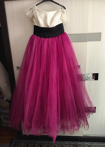 Pembe Uzun Vintage Kadın Abiye Elbise - Görsel 5