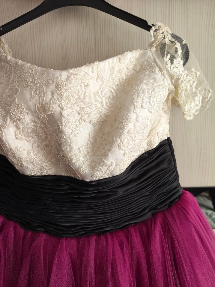 Pembe Uzun Vintage Kadın Abiye Elbise - Görsel 4