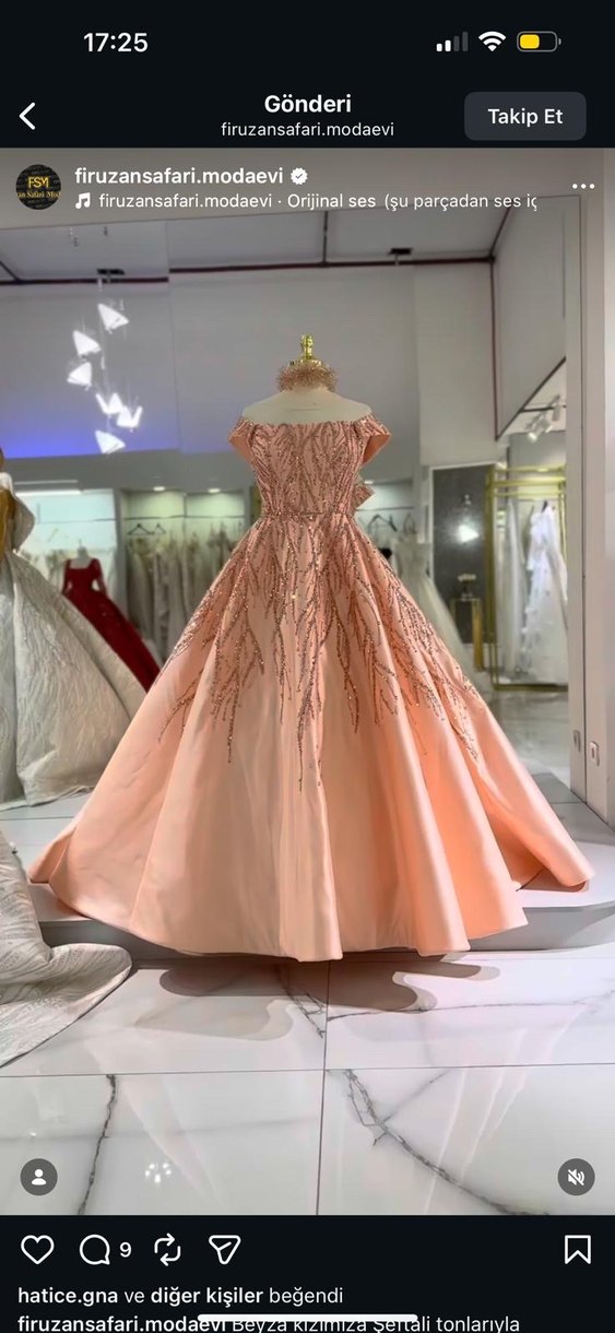 Pembe İşlemeli Boncuklu Uzun Abiye Elbise - Görsel 4