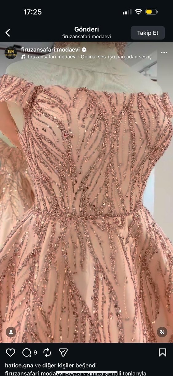 Pembe İşlemeli Boncuklu Uzun Abiye Elbise - Görsel 5