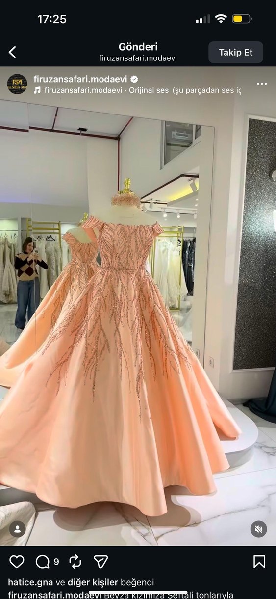 Pembe İşlemeli Boncuklu Uzun Abiye Elbise - Görsel 2