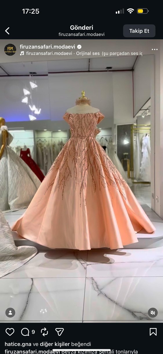 Pembe İşlemeli Boncuklu Uzun Abiye Elbise - Görsel 3