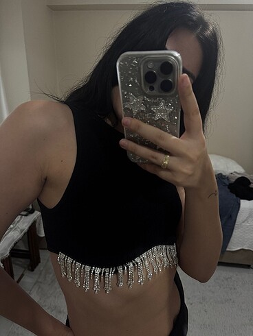 Zara Zara taşlı crop