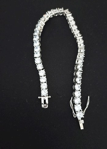 Beyaz Parlak Taşlı Kadın Bileklik - Görsel 4