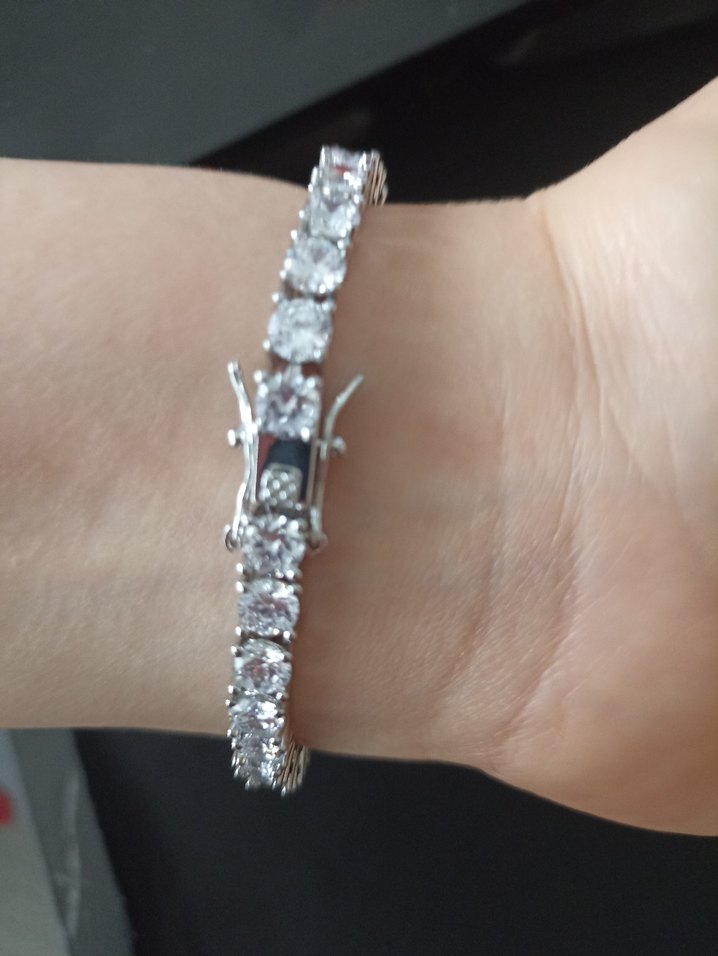 Beyaz Parlak Taşlı Kadın Bileklik - Görsel 3