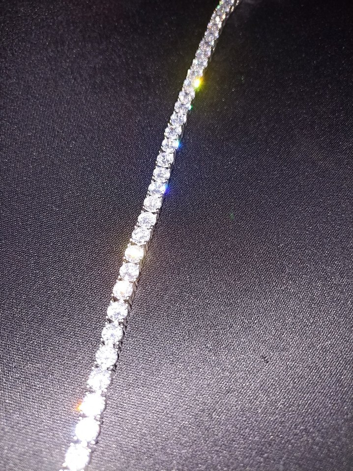 Beyaz Parlak Taşlı Kadın Bileklik - Görsel 5