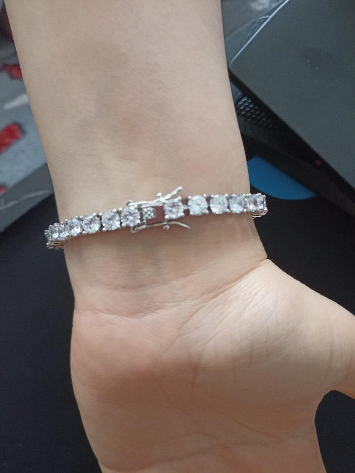 Beyaz Parlak Taşlı Kadın Bileklik - Görsel 2