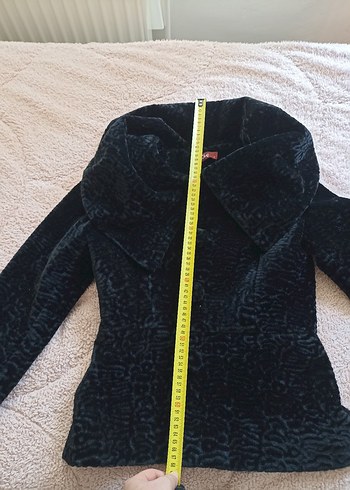 Gri Midi Kadife Kürklü Ofis Kabanı - Görsel 4