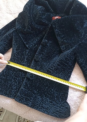 Gri Midi Kadife Kürklü Ofis Kabanı - Görsel 3