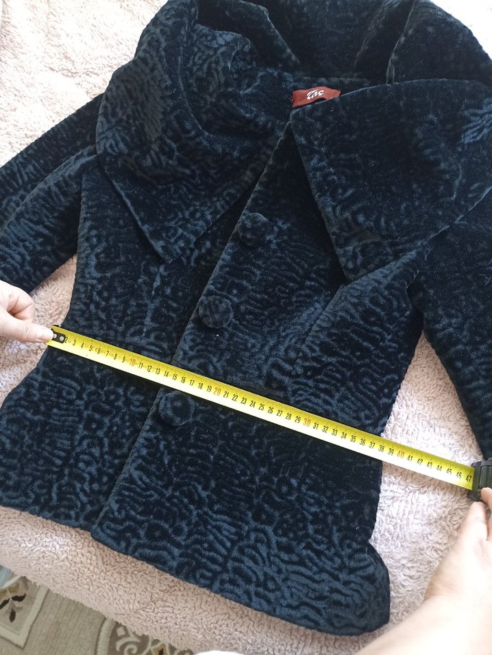 Gri Midi Kadife Kürklü Ofis Kabanı - Görsel 3